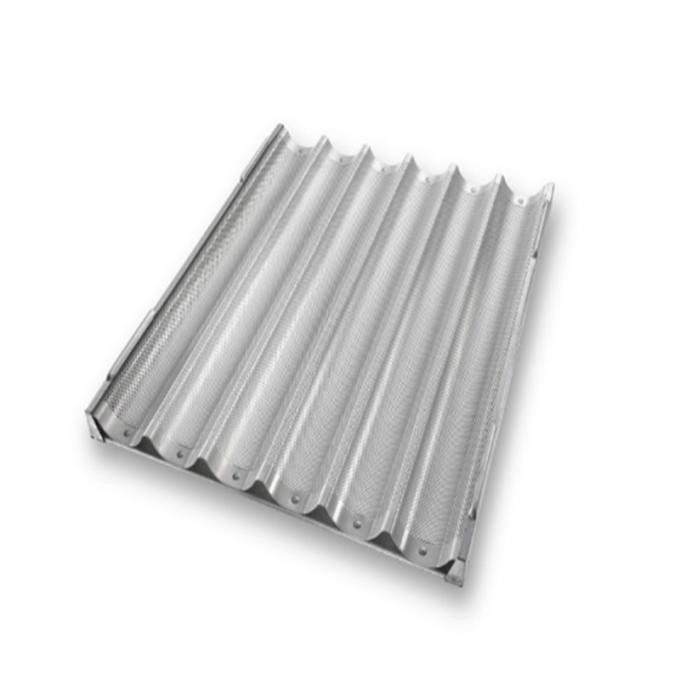 RK Bakeware China Foodservice NSF Siicone Glazuur 800*600mm 8 Fluitjes Kanaal Aluminium Franse Baguette Baking Tray 4