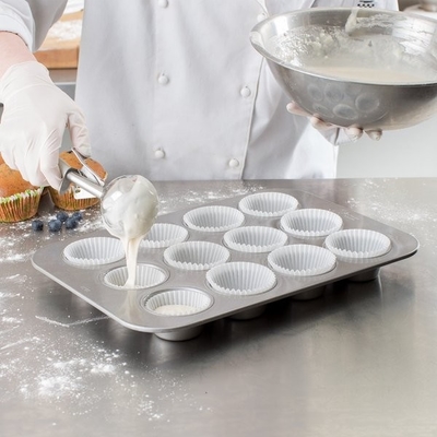 RK Bakeware China-12 Compartment Fluted 1.5mm Muffin Baking Pan Glazed Aluminized Steel