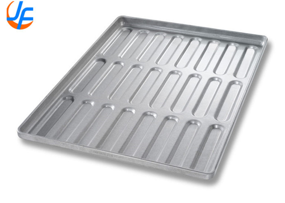 RK Bakeware China Foodservice 42465 Commercial 32 Mould Glazed Aluminized Steel Clustered Hot Dog Bun Pan