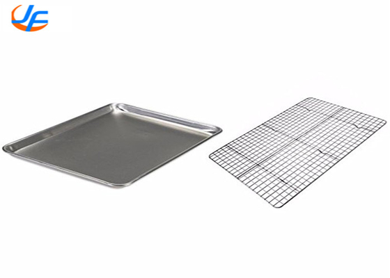 RK Bakeware China-Half Size 16 Gauge Draad in Rim Aluminium Baking Tray met Footed koelrek