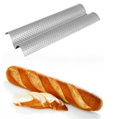 RK Bakeware China Foodservice NSF Perforated 3-Slot Molds Baguette Bakplaat Franse broodpan