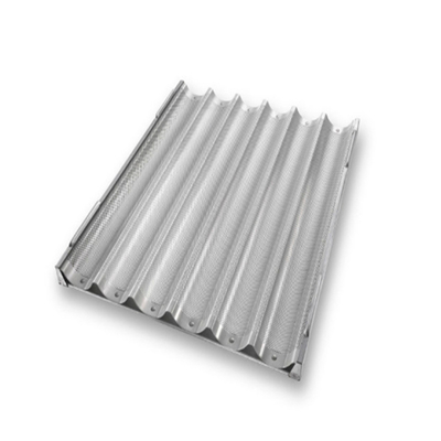 RK Bakeware China Foodservice NSF Siicone Glazuur 800*600mm 8 Fluitjes Kanaal Aluminium Franse Baguette Baking Tray