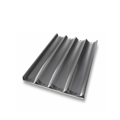 RK Bakeware China Foodservice NSF Siicone Glazuur 800*600mm 8 Fluitjes Kanaal Aluminium Franse Baguette Baking Tray