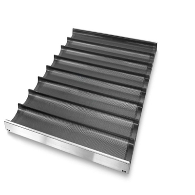 RK Bakeware China Foodservice NSF Siicone Glazuur 800*600mm 8 Fluitjes Kanaal Aluminium Franse Baguette Baking Tray