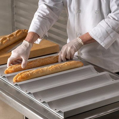 RK Bakeware China Foodservice NSF 5 Loaf Glazed Aluminium Baguette Baking Tray Franse broodpan