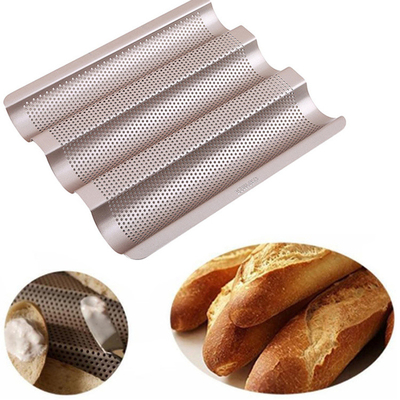 RK Bakeware China Foodservice NSF 5 Loaf Glazed Aluminium Baguette Baking Tray Franse broodpan