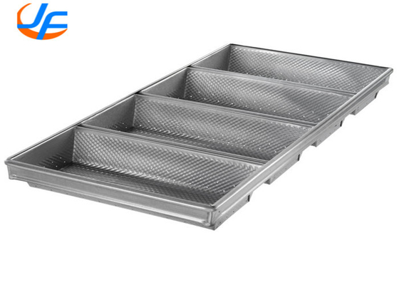 RK Bakeware China Foodservice NSF Telfon Nonstick 4 Strap Aluminisated Pullman Loaf Pan / Steel Hearth Bread Pan