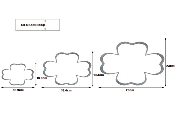 RK Bakeware China Foodservice NSF Roestvrij staal Vier blad klaver Muis Giet Mousse Taart Ringen maat