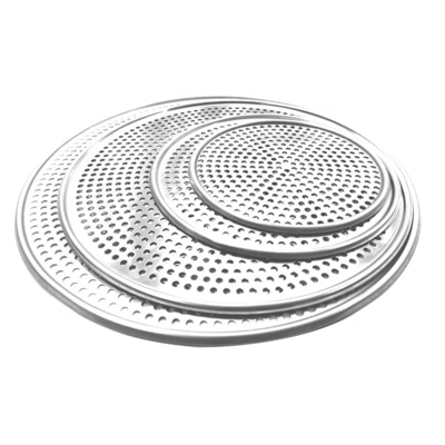 12 inch aluminium punch pizza tray pizza plaat voor oven pizza bakplaat platte rand