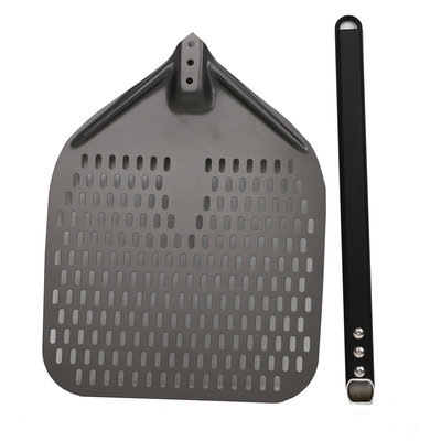 12 inch Pizza Schaaf Aluminium Pizza draaiende Schil Zwart Hard Aluminium Geperforeerd Afneembare Pizza Schil