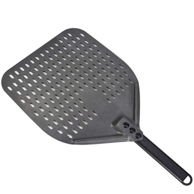 12 inch Pizza Schaaf Aluminium Pizza draaiende Schil Zwart Hard Aluminium Geperforeerd Afneembare Pizza Schil