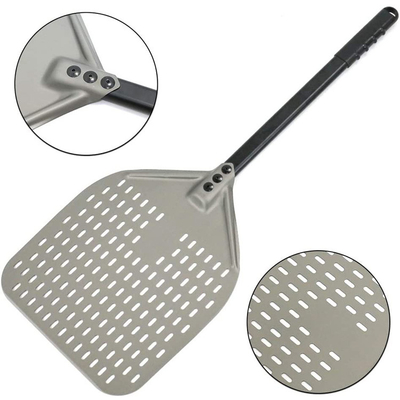 12 inch Pizza Schaaf Aluminium Pizza draaiende Schil Zwart Hard Aluminium Geperforeerd Afneembare Pizza Schil