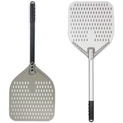 12 inch Pizza Schaaf Aluminium Pizza draaiende Schil Zwart Hard Aluminium Geperforeerd Afneembare Pizza Schil