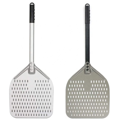 Alumina pizza draaien Schaaf 12 inch Zwart Hard Aluminium Geperforeerde Pizza Schil