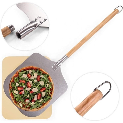 Aluminiumblad Afneembare houten handgreep Pizzaoven Schaaf 83cm Pizza Schaaf Vierkante Aluminium Pizza Schil