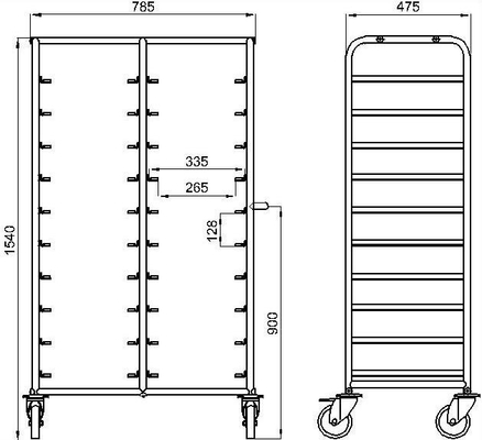 RK Bakeware China Foodservice NSF 600 × 400 mm Oven Baking Tray Trolley, Gastronorm roestvrijstalen trolley