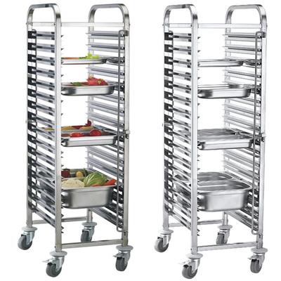 201 304 316 Voedingsmiddelen van roestvrij staal 32 bakken Tray trolley/Gastronorm trolley/Voedingsmiddelen trolley te koop