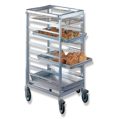 Rk Bakeware China- Flatpack van roestvrij staal Tilting Display Rack/ Trolley