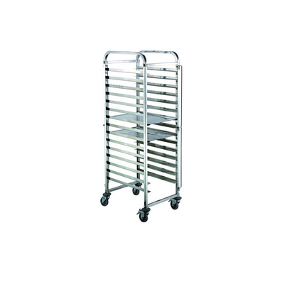 Rk Bakeware Manufacturer China-Aluminium 10 Pan Side Load Bun Sheet Pan Rack - Geassembleerd