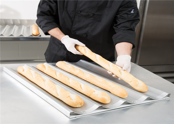 RK Bakeware China Foodservice NSF 5 Slot Aluminium Baguette Baking Tray Glazed Franse broodpan